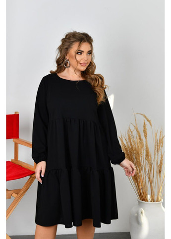 Черное праздничный, повседневный, кэжуал женское платье из трикотажа креп-стретч No Brand однотонное