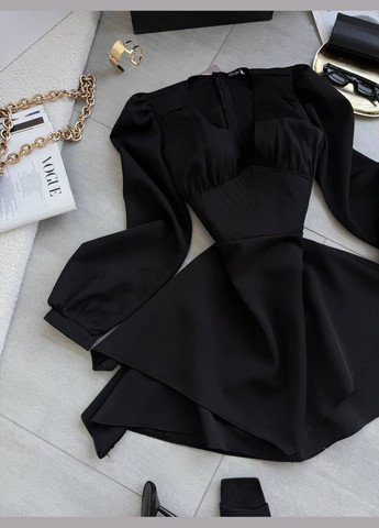 Чорна вечірня міні сукня з імітацією корсету з пишною спідницею Adelante однотонна