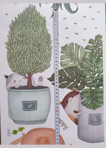 Интерьерные виниловые наклейки на стену Коты в вазонах Lovely Cats (лист 60 х 90 см) Б471-5 No Brand (302243038)