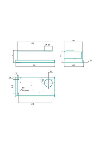 Витяжка кухонна Телескоп ЕКО 60см 550м3 Чорна, вставка Нержавійка Profit M (330129343)