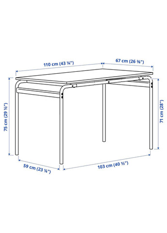 Стіл ІКЕА GRASALA 110х67х75 см (s99484027) IKEA (278405848)