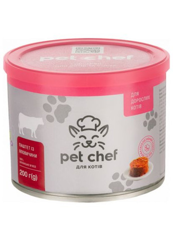 Паштет для кошек с говядиной 200 г (4820255190099) Pet Chef (279565909)