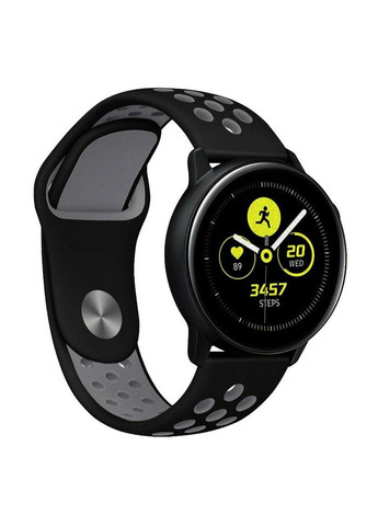 Спортивный ремешок Perfor Sport для часов Samsung Galaxy Watch Active / Active 2 - Black&Grey Primo (333720084)