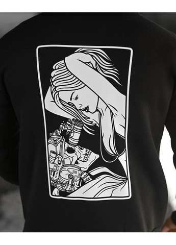 Тактичне чоловіче худі на флісі з принтом чорне No Brand (366737694)