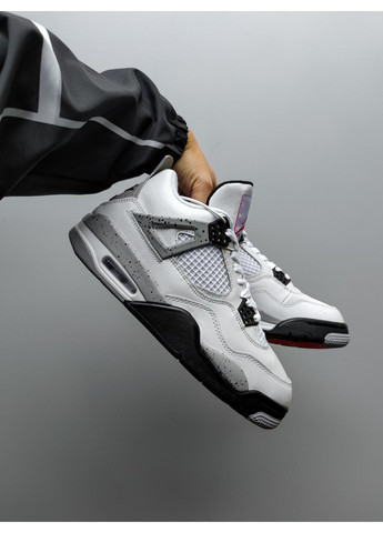 КРОССОВКИ ЖЕНСКИЕ NIKE AIR JORDAN 4 TRIPLE WHITE BLACK FUR НАЙК АИР ДЖОРДАН No Brand чёрные зима (369392865)