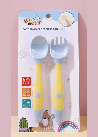 Набір силіконових гнучких дитячих приборів (ложка + виделка) No Brand (322137918)