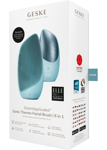 Електронна звукова термо щітка для обличчя Sonic Thermo Facial Brush 6в1 turquoise GESKE (341526283)