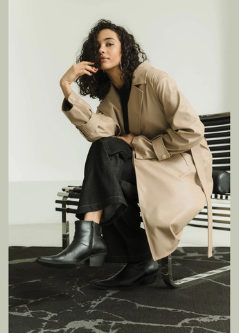 Бежевое демисезонное Кожаный тренч Seventeen