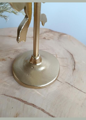 Подсвечник чугунный с бантом, золотистый, высокий, тяжелый 450 г No Brand (336381468)