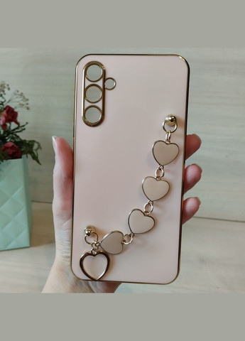 Чохол для samsung a34 жіночий силіконовий із золотистою рамкою Luxury (чорний) No Brand (296914459)