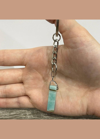 Кулон талісман з натуральним каменем Амазоніт прямокутної форми на шнурку в подарунковій коробці АТМ (331291781)