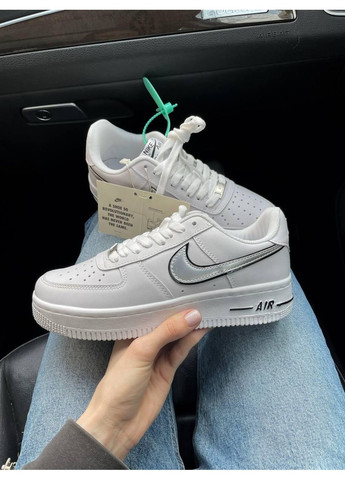 КРОСІВКИ ЖІНОЧІ NIKE AIR FORCE 1 WHITE BLACK SILVER НАЙК АІР ФОРС 1 ПРЕМІУМ No Brand чорні демісезони (368867672)