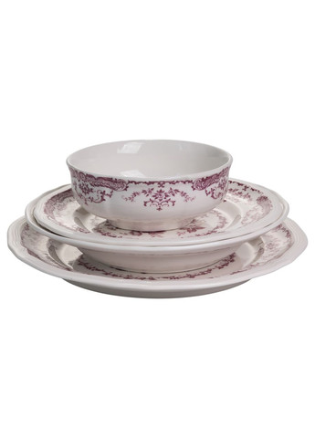 Столовий набір посуду тарілок 16 (шт) на 4 персони Bissi порцеляновий, обідній столовий сервіз тарілок Рожевий YY78-2A Yiwu (371161200)