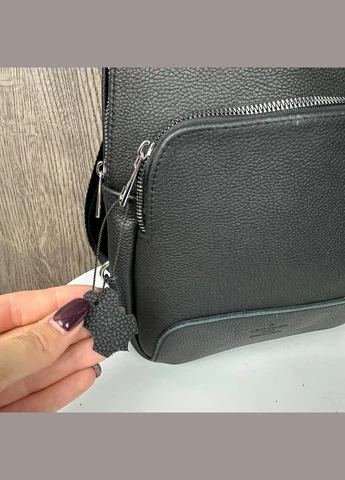 Мужская сумка бананка мессенджер из натуральной кожи черный No Brand (314455088)
