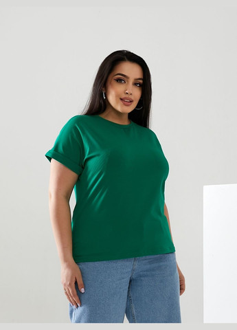 Зеленая всесезон базовая футболка с коротким рукавом No Brand