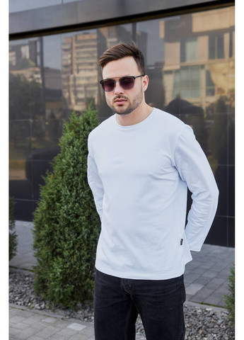 Чоловічий лонгслів No Brand однотонний білий спортивні, повсякденні, домашні, кежуали