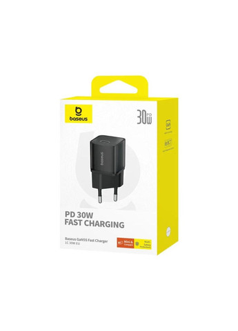 Мережевий зарядний пристрій GaN5S Fast Charger 1C 30W EU Cluster Black Baseus (322222804)
