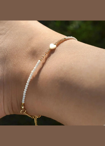 Анклет браслет на ногу Чеський Кришталь і вставка серце Перламутр, гіп-ний сплав колір золото d-2мм L-23-28см No Brand браслет анклет (301279086)