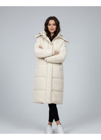Молочна зимня жіноча зимова куртка подовжена зі знімним капюшоном Nositi 4264-15-860А