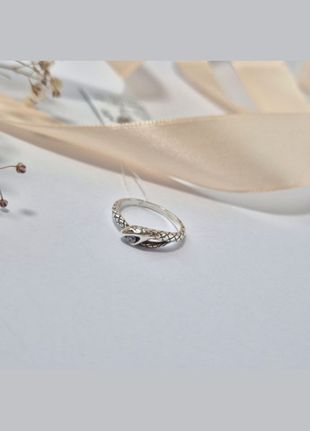 Срібна каблучка Змія з Білим каменем 18.5 розмір срібло 925 проби чорнене 4356ч 2.20г No Brand (338185600)