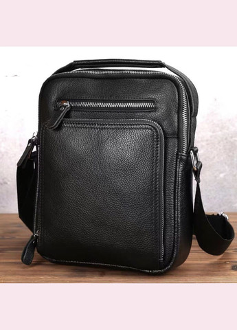 Мужская черная сумка барсетка через плечо из натуральной кожи Tiding Bag (302390968)