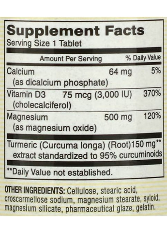 Magnesium & Vitamin D 3 With Turmeric 60 Tabs Mason Natural (291848631)