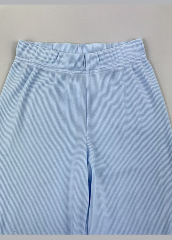 Блакитний літній комплект для дівчинки топ та палаццо в рубчик Mevis