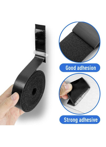 Липучка-фиксатор стяжка лента текстильная самоклеящаяся для ковра в машину универсальная 30 мм 5 м Черный Neon (340276188)