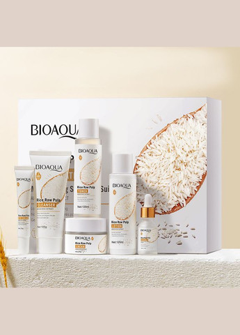 Набір для догляду за обличчям Rice Raw Pulp Set 6 в 1 омолоджувальний з екстрактом рису 19 шт. Bioaqua (352013173)