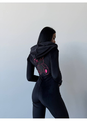 Женский велюровый комбинезон Avanti комбинезон-брюки рисунок чёрный повседневный велюр