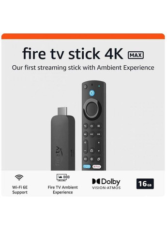 ТБ-приставка Fire TV Stick 4K Max Wi-Fi 6 — Smart-stick медіаплеєр Amazon (306393149)