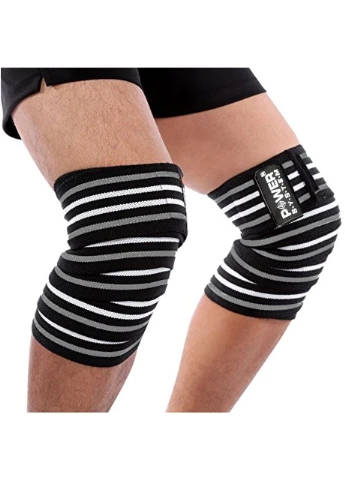 Бинти на коліна PS-3700 Knee Wraps Grey/Black (пара) Power System (395307578)