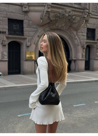 Молочное повседневный платье женское с открытой спиной Гермес однотонное