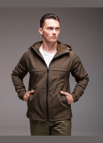 Оливкова (хакі) демісезонна куртка soft shell на флісі Vakko