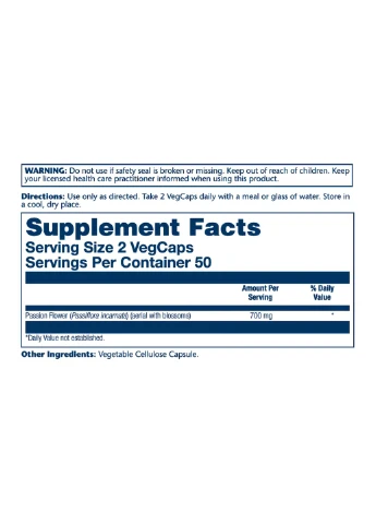 Passion Flower 700mg 100 vcaps Solaray (367956498)