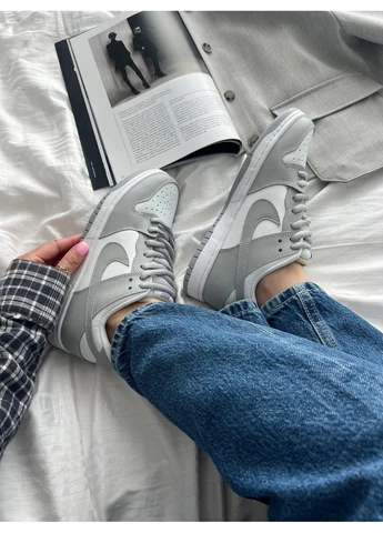 Білі кросівки чоловічі nike sb dunk low white grey найк сб данк білі демісезон No Brand