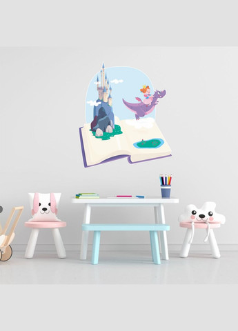 Виниловая интерьерная на стену (обои, краску) "Замок. Принцесса. Дракон" самоклеющаяся Кавун наклейка (316189446)