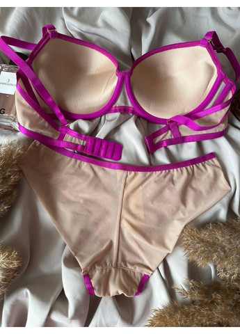 Розовый комплект бюстгальтер push-up трусики слипы 2316 розовый Weiyesi