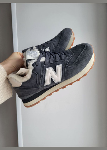 Кросівки зимові жіночі New Balance 574 winter gray white fur | Нью Беланс 574 сірі білі з хутром No Brand сірі зими (308360689)