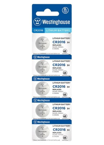 Батарейка літієва Lithium таблетка CR2016 5шт/уп blister Westinghouse 057204 (372692636)