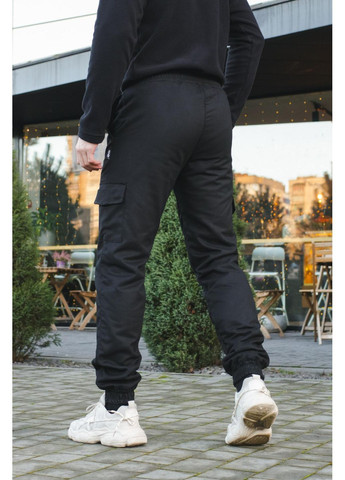 Чоловічі штани карго на флісі, чорні, з накладними кишенями, 3XL Intruder (372111051)