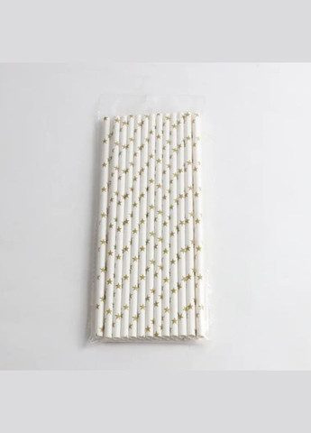 Коктейльные трубочки с принтом звездочек 25 штук 20 см золотисто-белый Jannet трубочка (333969039)