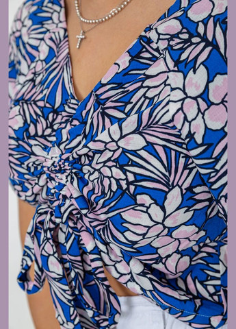 Комбинированная демисезонная блуза шифоновая, цвет сине-розовый, Ager