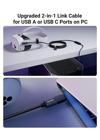 Кабель USB 3.0 to USB C для Meta Quest 3S/Quest 3/Oculus Quest 2/Pico 4 с питанием, 5м, адаптер USB A/C, SynTech (396396632)