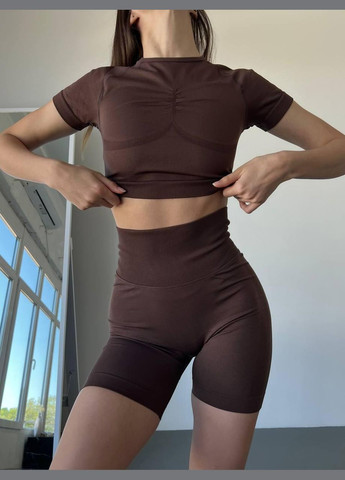 Костюм «новый» 2 в 1 (топ и шорты) с пуш-ап эффектом шоколадного цвета, размер S Trends (330756987)