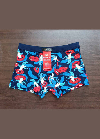 Труси чоловічі боксери бавовняні з прикольним принтом банани червоні з синім та чорним Golt (317433542)