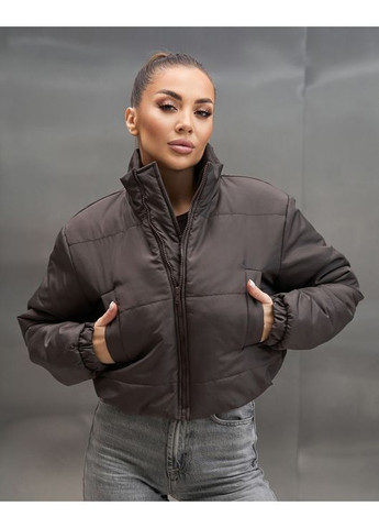Темно-коричнева зимня коротка куртка на пуху ISSA PLUS