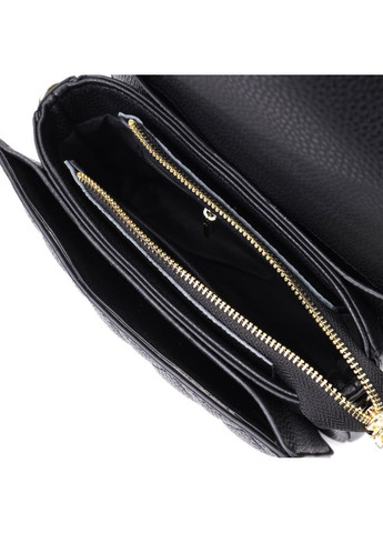 Модна жіноча сумка з оригінальною клямкою з натуральної шкіри 22671 Чорна Vintage (331913062)