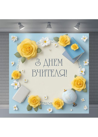 Банер «День вчителя» для фотозони – яскраве оформлення шкільного свята, 160×160 см, №41051 Vinylpex (362268593)