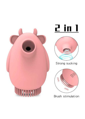 Клиторальный двусторонний вибратор-вуманайзер "Бычек" (вакуумный стимулятор) USB - Розовый – Вибраторы No Brand (370611908)